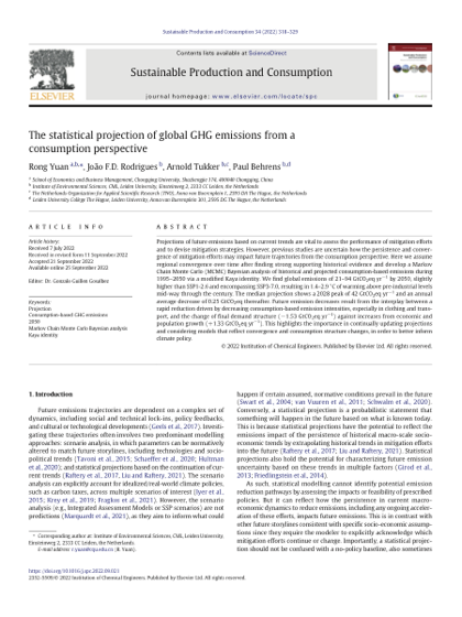 First page of The statistical projection of global GHG emissions from a consumption perspective