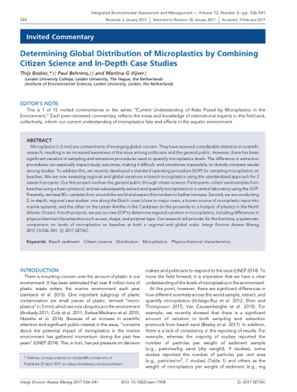 First page of Determining global distribution of microplastics by combining citizen science and in-depth case studies