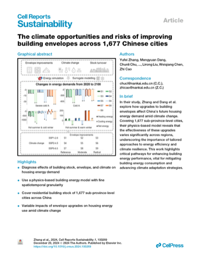 First page of The climate opportunities and risks of improving building envelopes across 1,677 Chinese cities