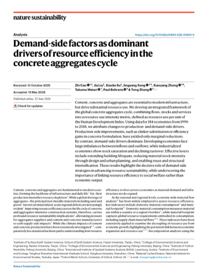 First page of Demand-side factors as dominant drivers of resource efficiency in the concrete aggregates cycle