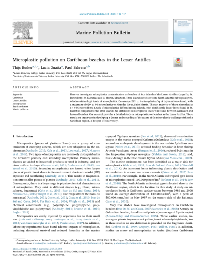 First page of Microplastic pollution on Caribbean beaches in the Lesser Antilles