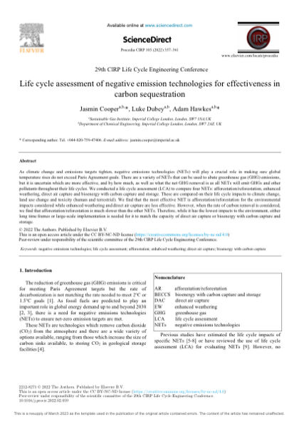 First page of Life cycle assessment of ocean-based carbon dioxide removal approaches: A systematic literature review