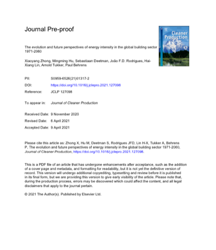 First page of The evolution and future perspectives of energy intensity in the global building sector 1971-2060