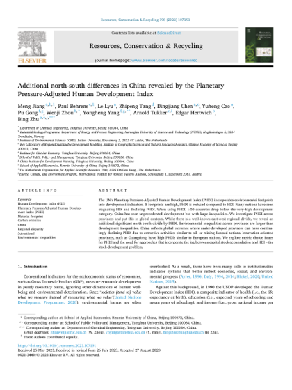 First page of Additional north-south differences in China revealed by the Planetary Pressure-Adjusted Human Development Index