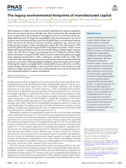 First page of The legacy environmental footprints of manufactured capital