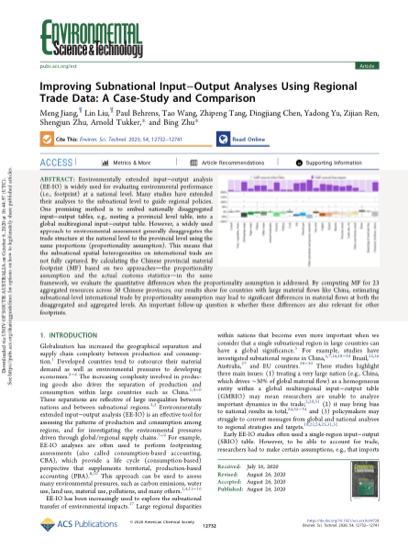 First page of Improving Subnational Input–Output Analyses Using Regional Trade Data: A Case-Study and Comparison