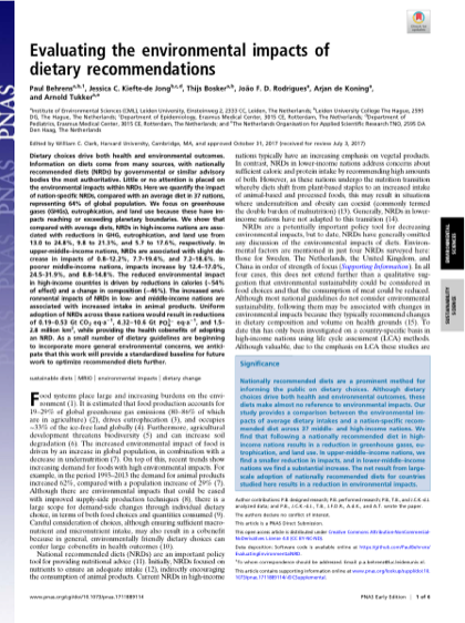 First page of Evaluating the environmental impacts of dietary recommendations