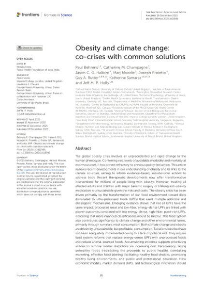 First page of Obesity and climate change: co-crises with common solutions