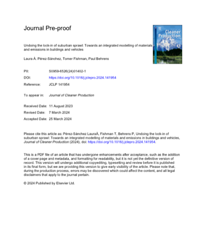 First page of Undoing the lock-in of suburban sprawl: Towards an integrated modelling of materials and emissions in buildings and vehicles