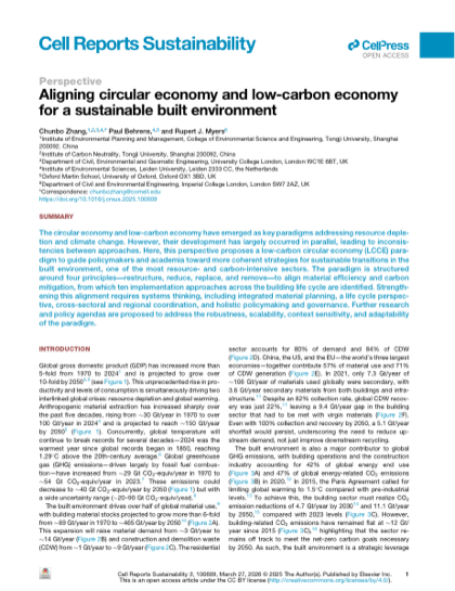 First page of Aligning circular economy and low-carbon economy for a sustainable built environment