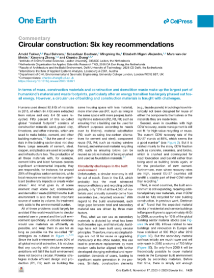 First page of Circular construction: Six key recommendations