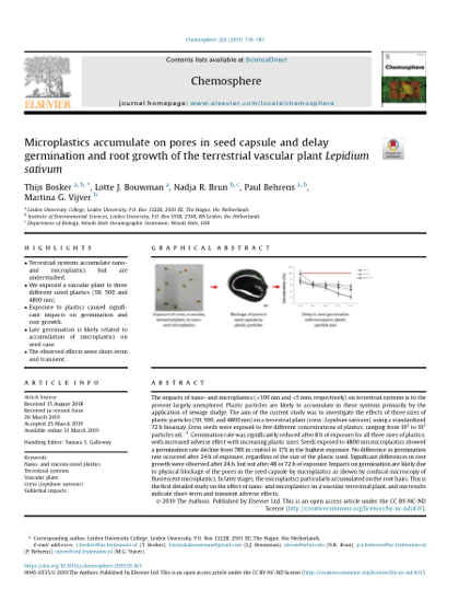 First page of Microplastics accumulate on pores in seed capsule and delay germination and root growth of the terrestrial vascular plant Lepidium sativum