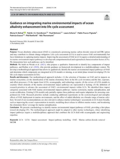 First page of Guidance on integrating marine environmental impacts of ocean alkalinity enhancement into life cycle assessment
