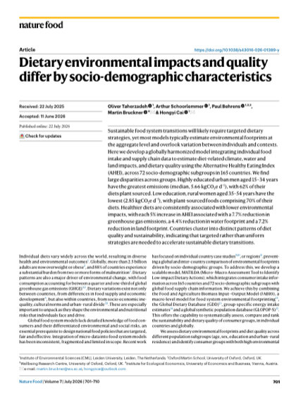 First page of Dietary environmental impacts and quality differ by socio-demographic characteristics