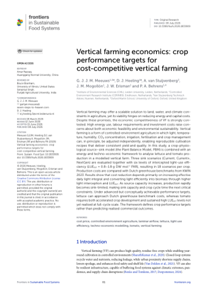 First page of Vertical farming economics: crop performance targets for cost-competitive vertical farming