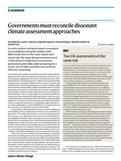 First page of Governments must reconcile dissonant climate assessment approaches